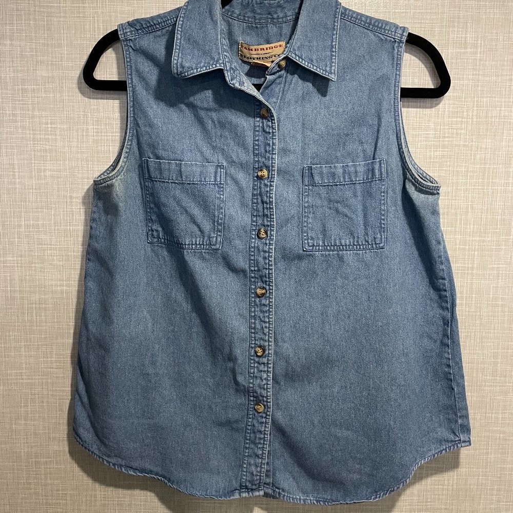 Jean Button Down Sleeveless Shirt